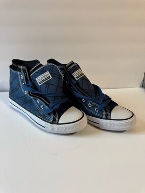 Kids Blue Plaid High-Top Sneakers - Collection O